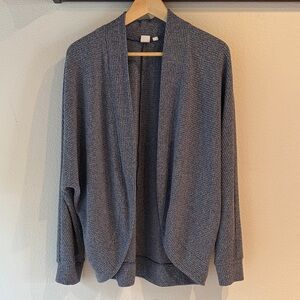 GAP Cocoon Cardigan Sweater, Ribbed, Heathered Blue, Size L